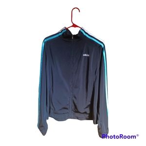 ADIDAS ZIP UP TRACK JACKET IN BLACK,3 STRIPES  WITH 2 SIDE POCKETS